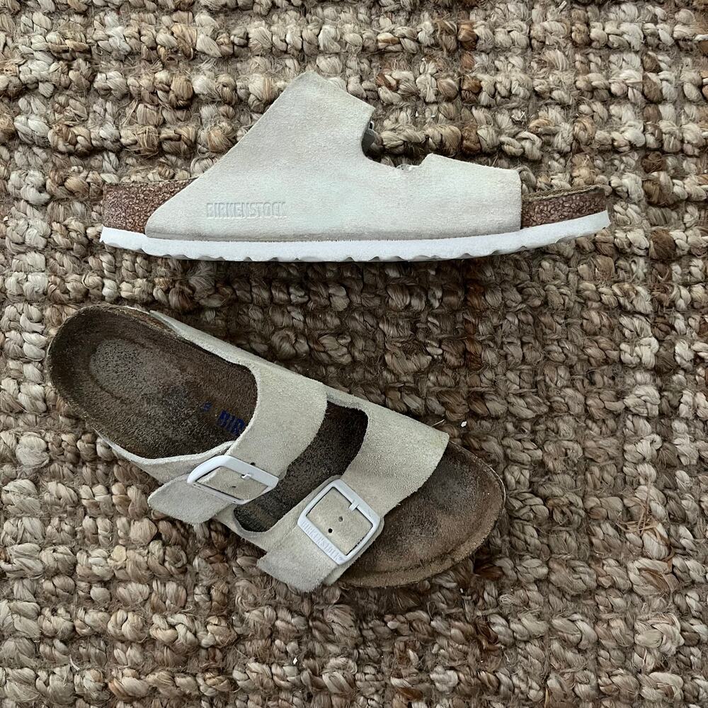 Birkenstock Arizona Oyster Cream Suede Sandals EU 39 Narrow Women’s 8-8.5